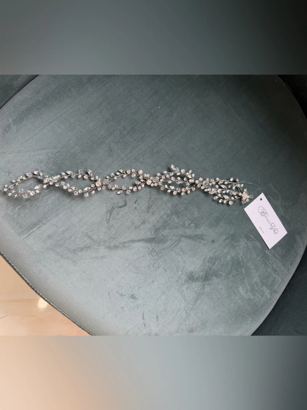 NWT SWAROVSKI Couture Voile Crystal Leaf Bridal Headband - Silver
